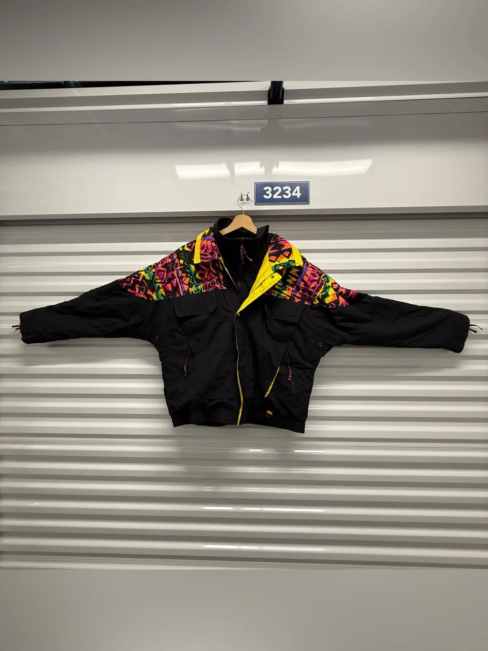 Vintage Black Neon Panel Men's Jacket by St. John’s Bay